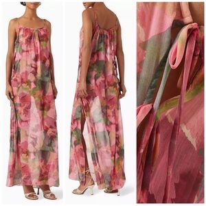 MWT  MISA Los Angeles Salome Long Sheer Dress/Top in Floral Print